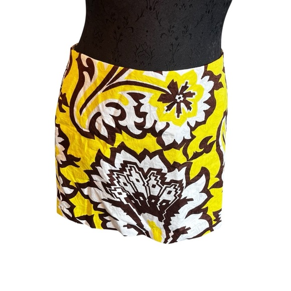 Milly Oversized Floral Print Cotton Yellow Mini Skirt Size 8 - Picture 1 of 12